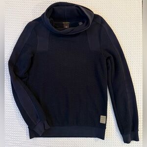 Scotch & Soda Amsterdam Couture Sweatshirt Hooded Waffle Knit Navy SZ SM